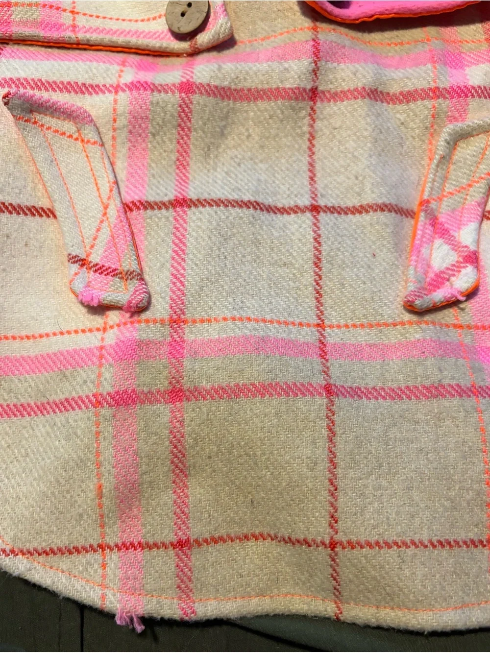 Moshiqa Pink Plaid Tartan Wool Dog Coat with Reflective Trim Size XL